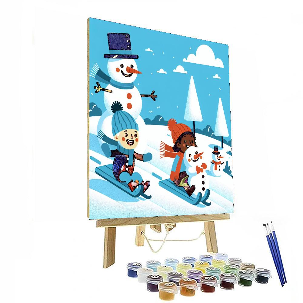 Snowy Winter Scene Paint By Numbers Art