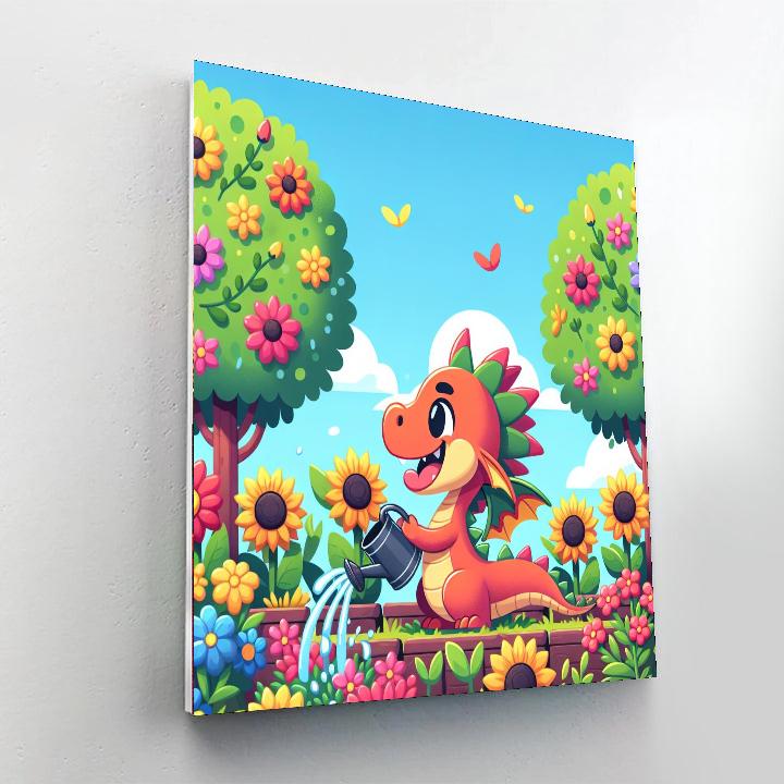 Friendly Dragon's Garden Number Painting