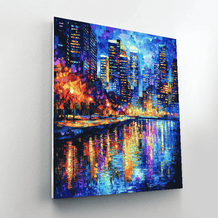 Leonid Afremov Inspired Dreamy City Lights - DIY Painting By Numbers Kit