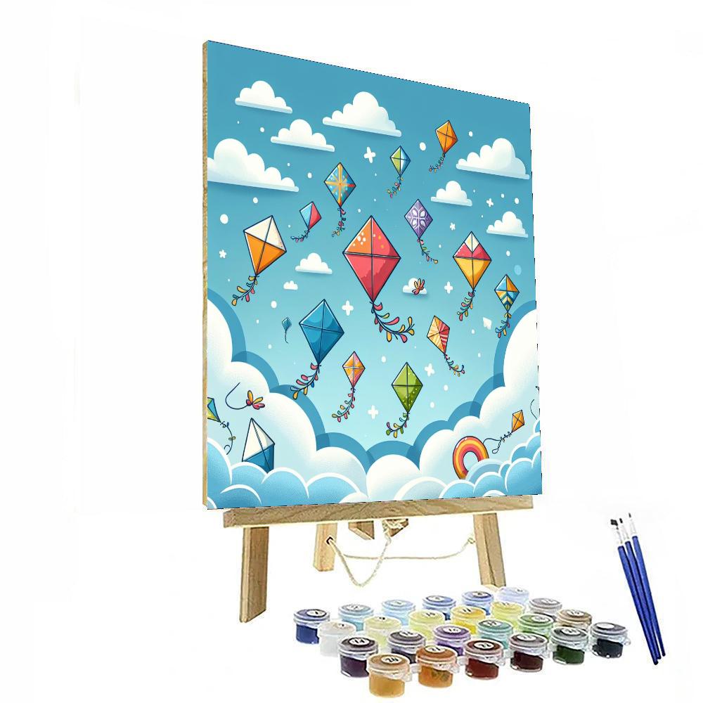 Brightly Colored Kites DIY Paint By Numbers