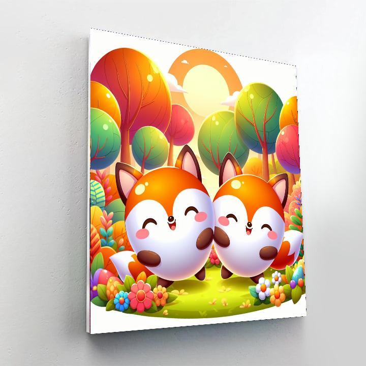 Funky Foxes Number Painting