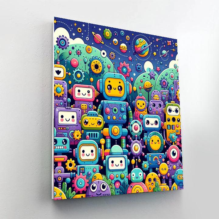 Adventure With Friendly Robots Painting By Numbers Kit