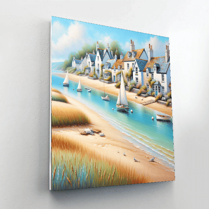 Breezy Coastal Village Number Painting