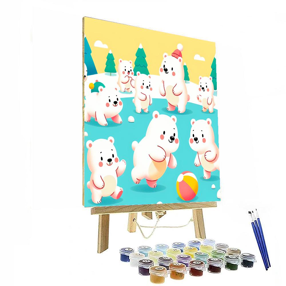 Playful Polar Bear Snow Day Paint By Number