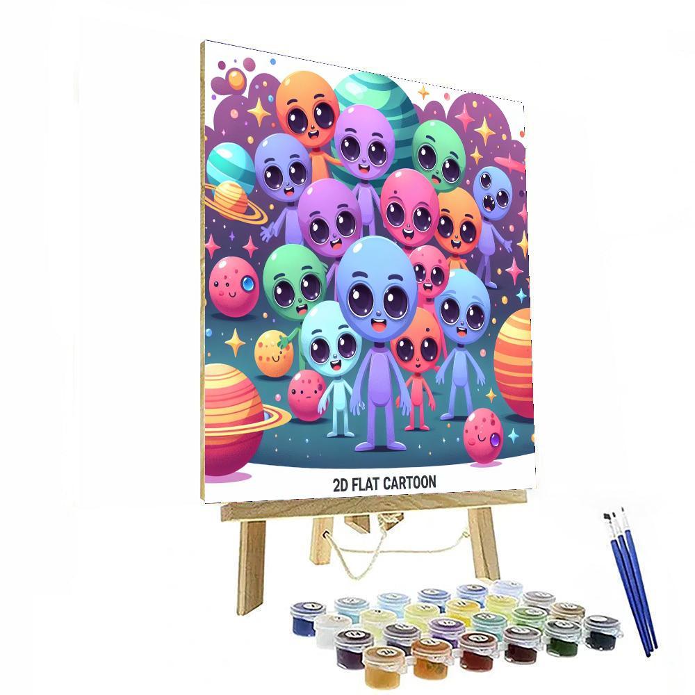 Curious Alien Friends Paint By Numbers Art
