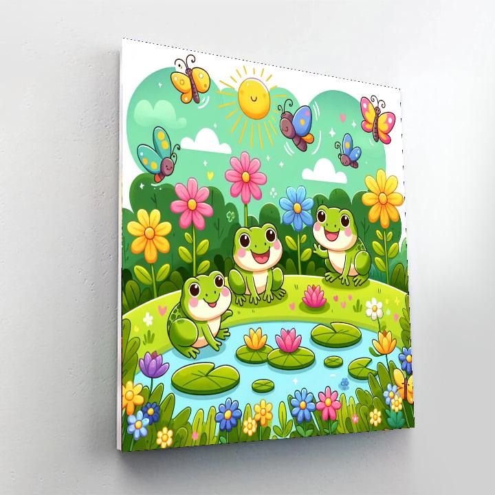 Whimsical Garden Frogs Numbered Painting Kits