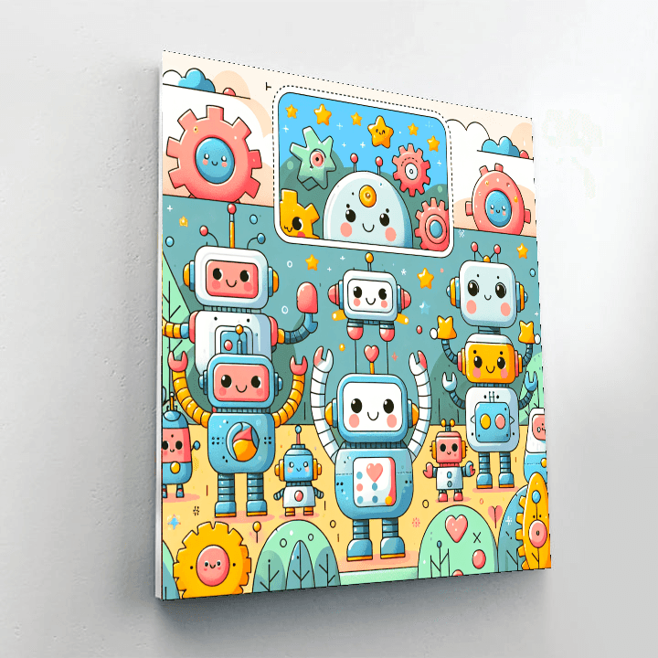 Cute Little Robots Paint By Number