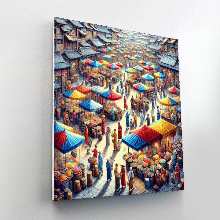 Bustling Asian Marketplace Painting By Numbers Kit