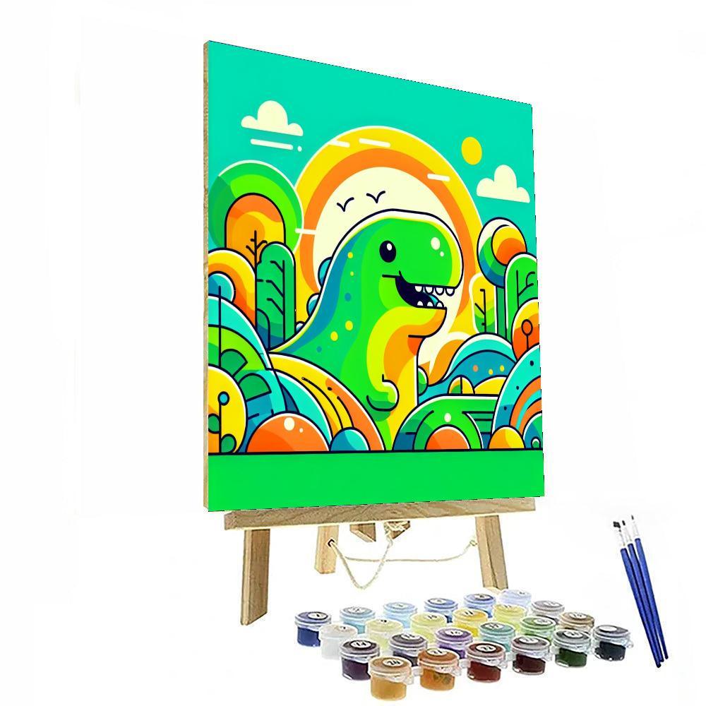 Lively Dinosaur Number Painting