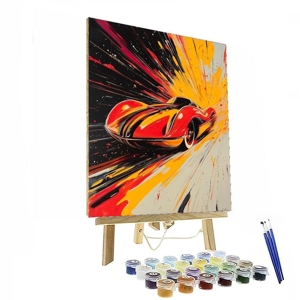 Giacomo Balla Inspired Modern Futurist Vehicle  DIY Paint By Numbers