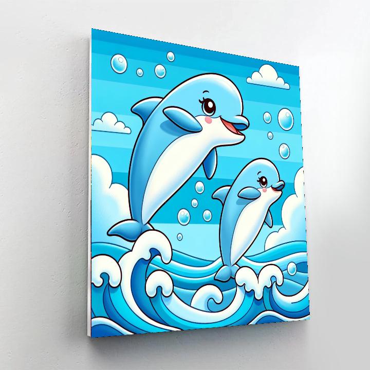 Ocean Adventure With Friendly Dolphins Painting Number Kit