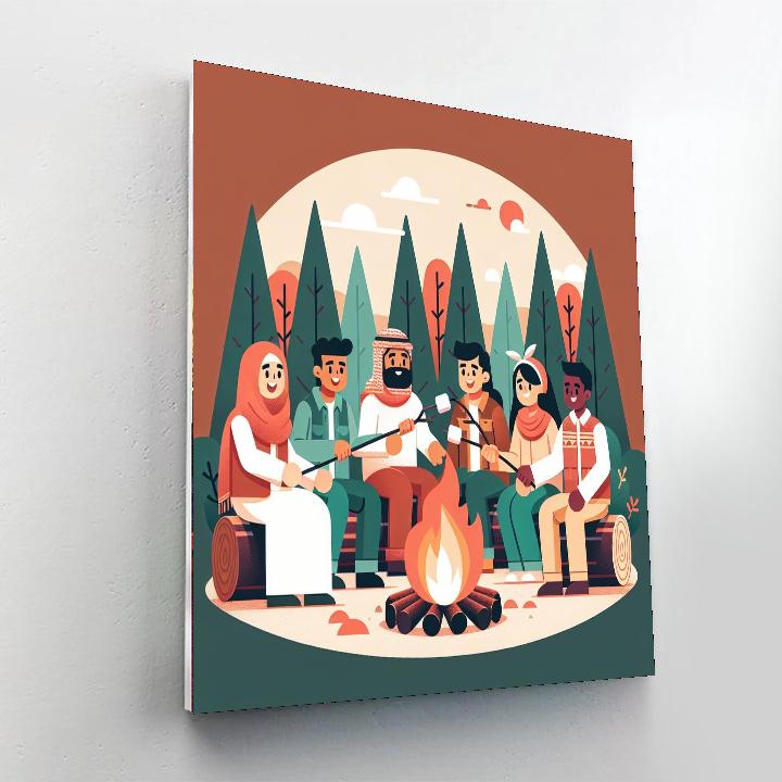 Forest Campfire Adventure Painting Number Kit