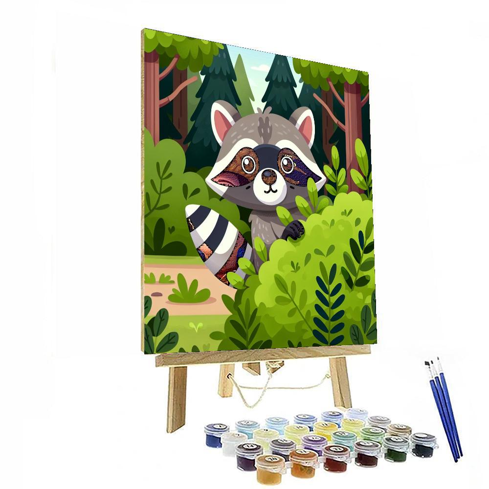 Rascally Raccoon Hideaway Painting Number Kit