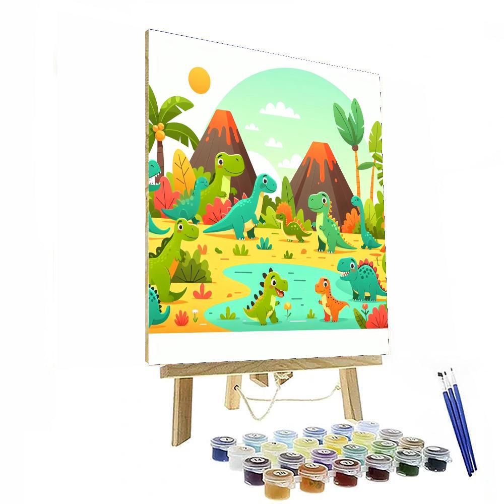 Dinosaurs Roam Number Painting