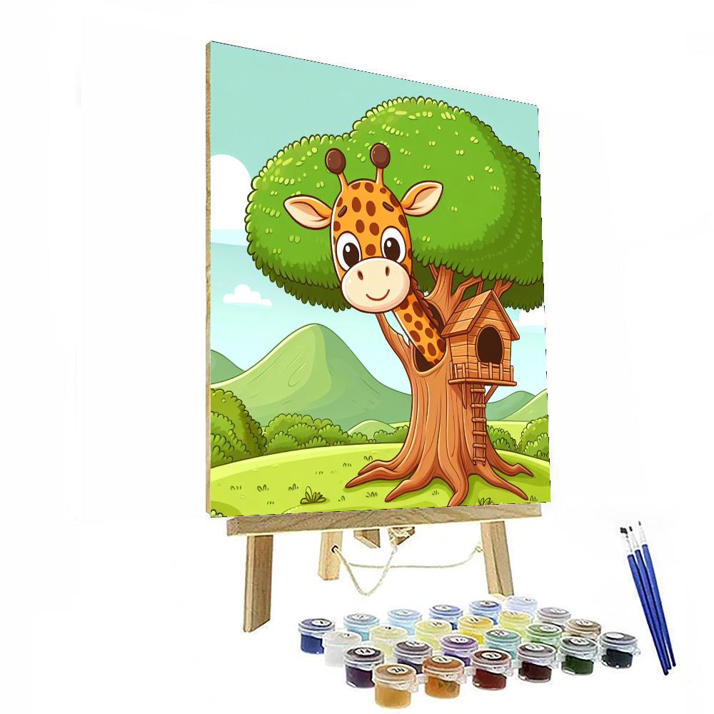 Giraffe's Treehouse Number Painting