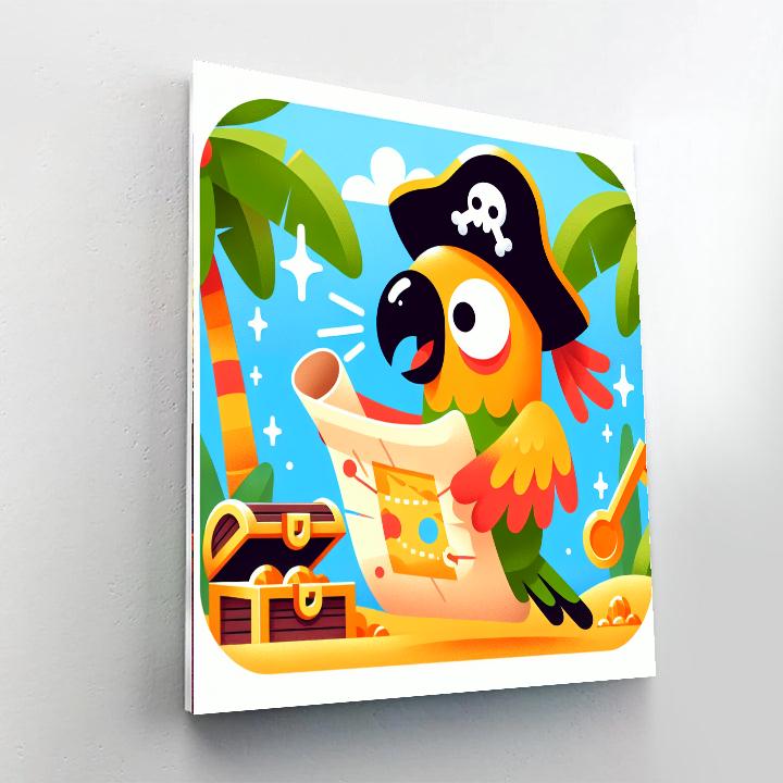 Playful Parrot's Treasure Hunt Number Painting