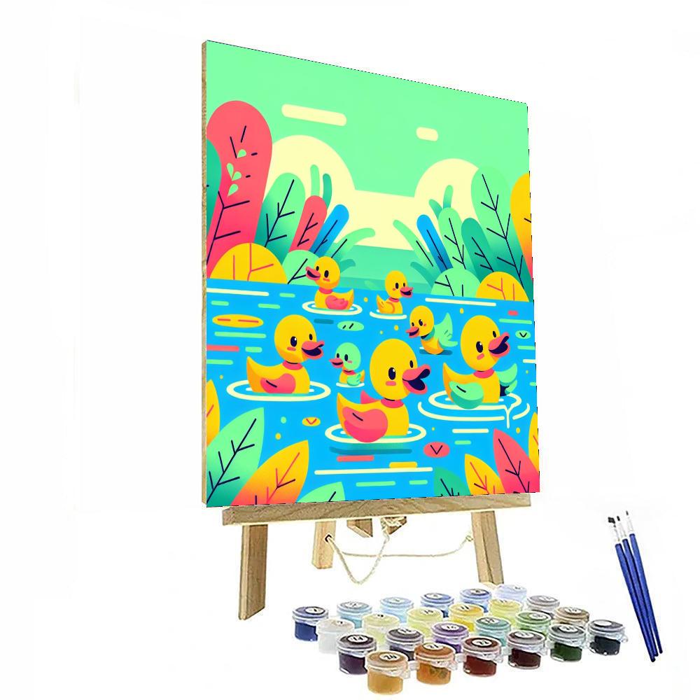 Duckling's Delightful Dip Paint By Numbers