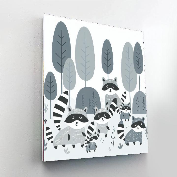 Playful Forest Raccoon Numbered Painting Kits