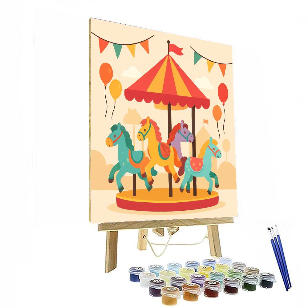 Rainbow Color Carousel Painting By Numbers Kit