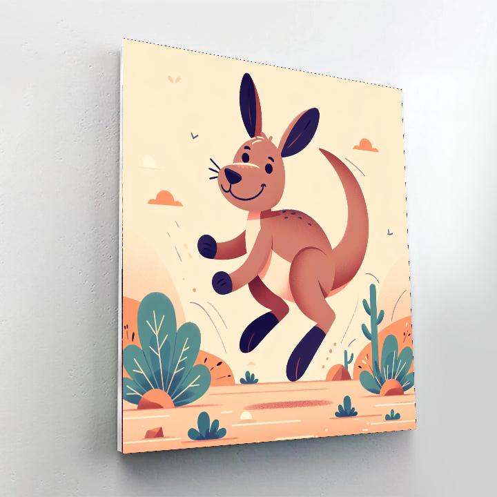 Playful Kangaroo Bounce Number Painting