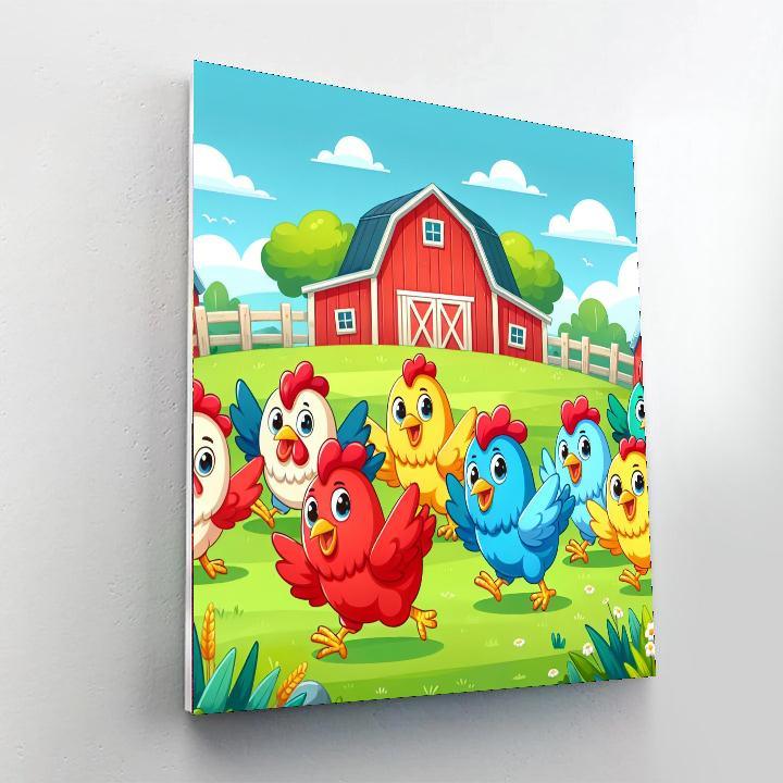 Cheerful Chickens Paint By Number