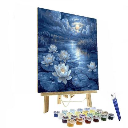 Nandalal Bose Inspired Mystical Moonlit Lotus  Painting Number Kit