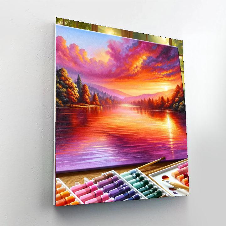 Tranquil Sunset By The Lake Painting By Numbers Kit
