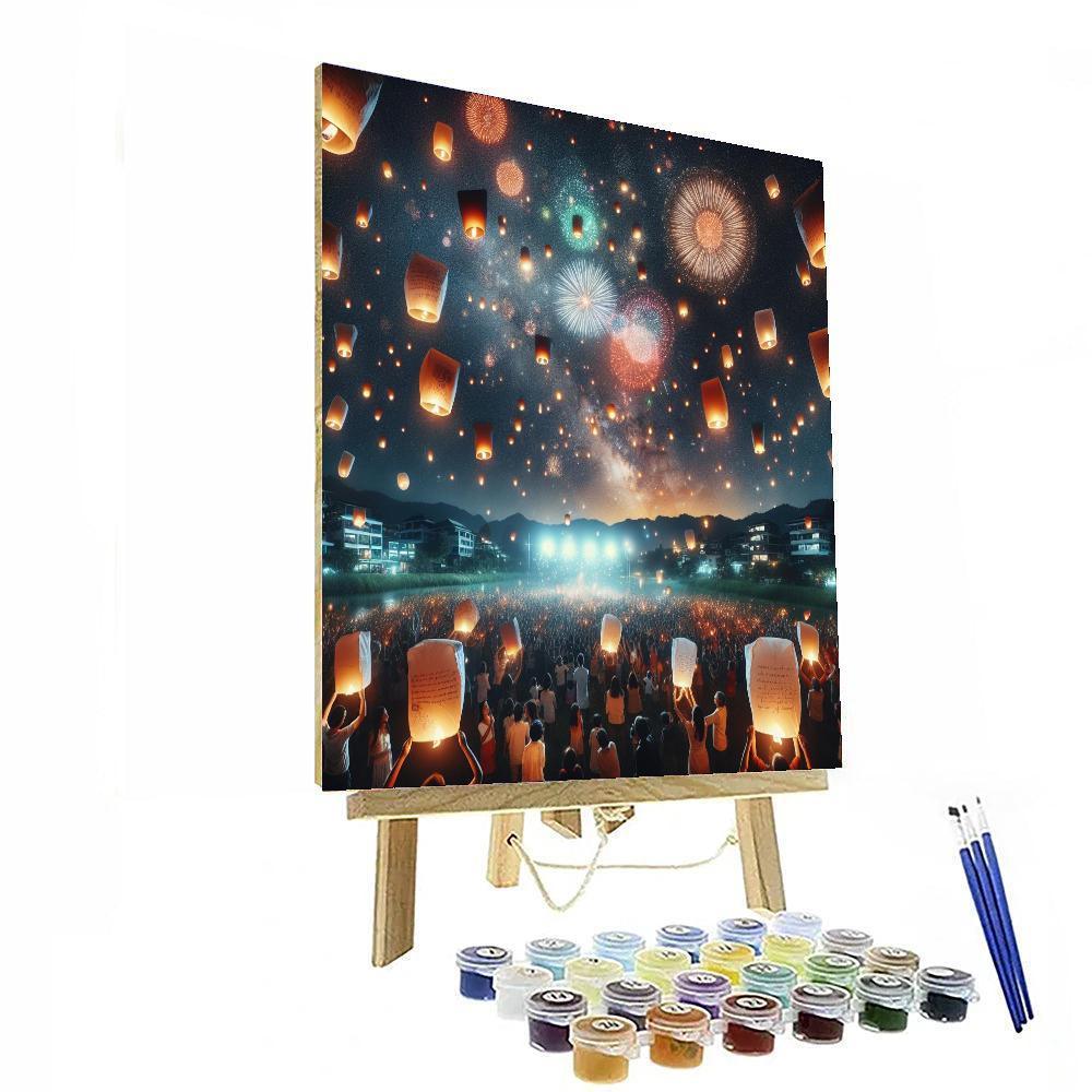 Chinese Lantern Festival - Pingxi Painting By Numbers Kit