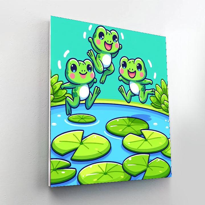 Friendly Forest Frogs Number Painting