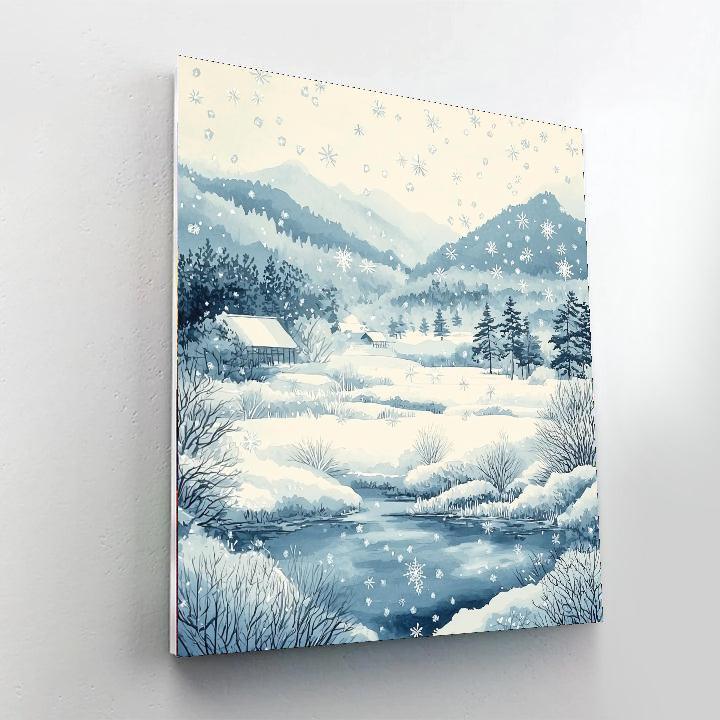 Utagawa Hiroshige Inspired Gentle Traces Of Winter's Grace  Number Painting