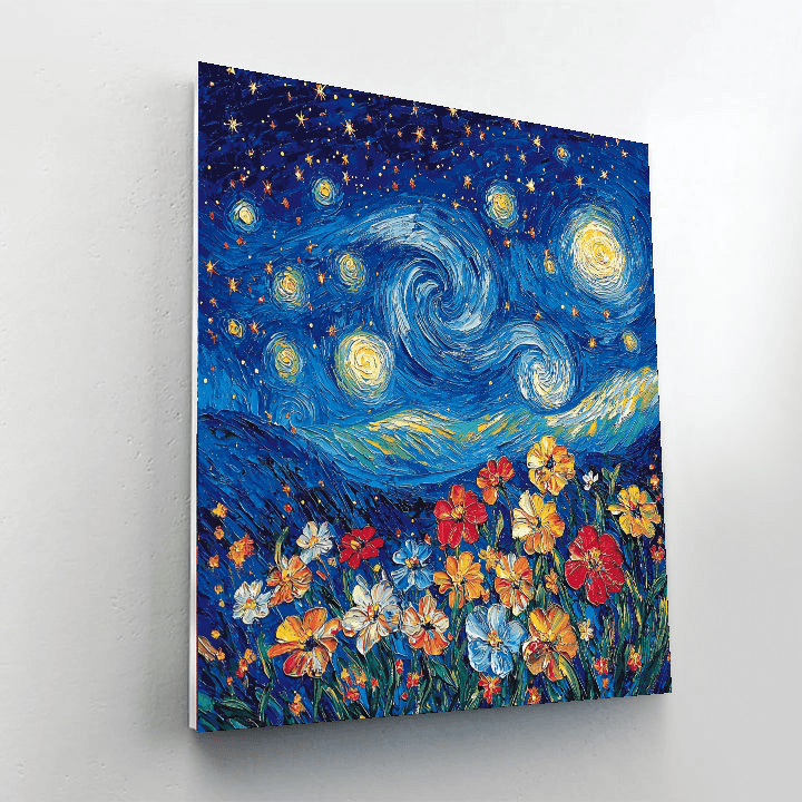 Vincent Van Gogh Inspired Starlit Floral Dreams  Paint By Numbers Art