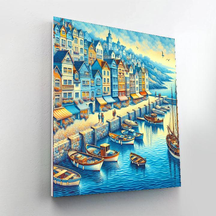 Charming Seaside Harbor Number Painting