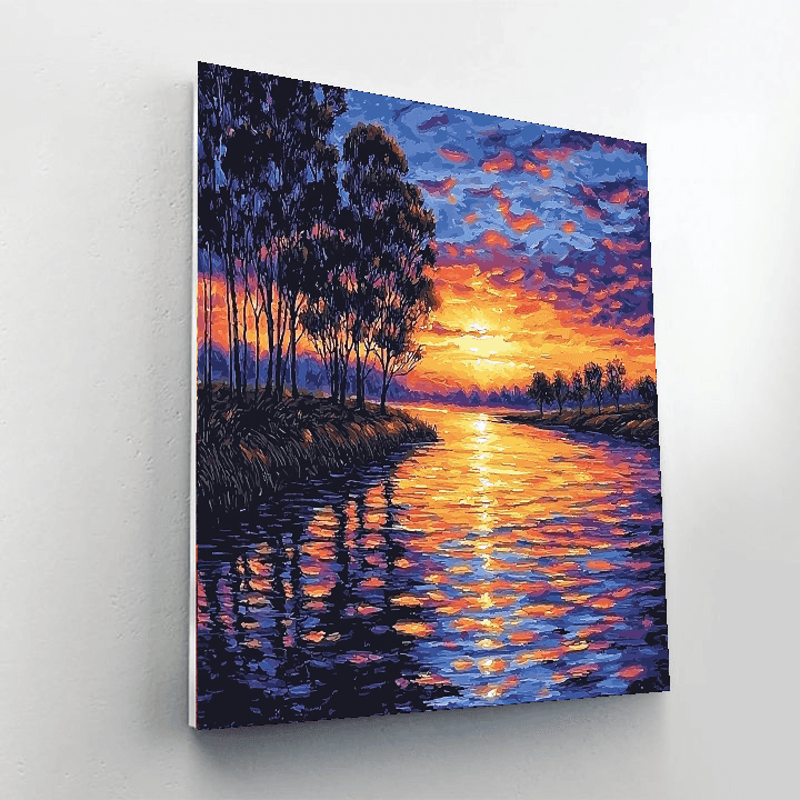 Claude Monet Inspired Sunset Over The Seine  DIY Paint By Numbers