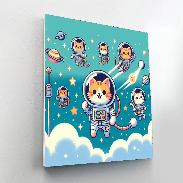 Cosmic Kitten Explorers Number Painting