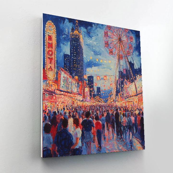 Edvard Munch Inspired Energetic Cityscape Carnival  Paint By Number