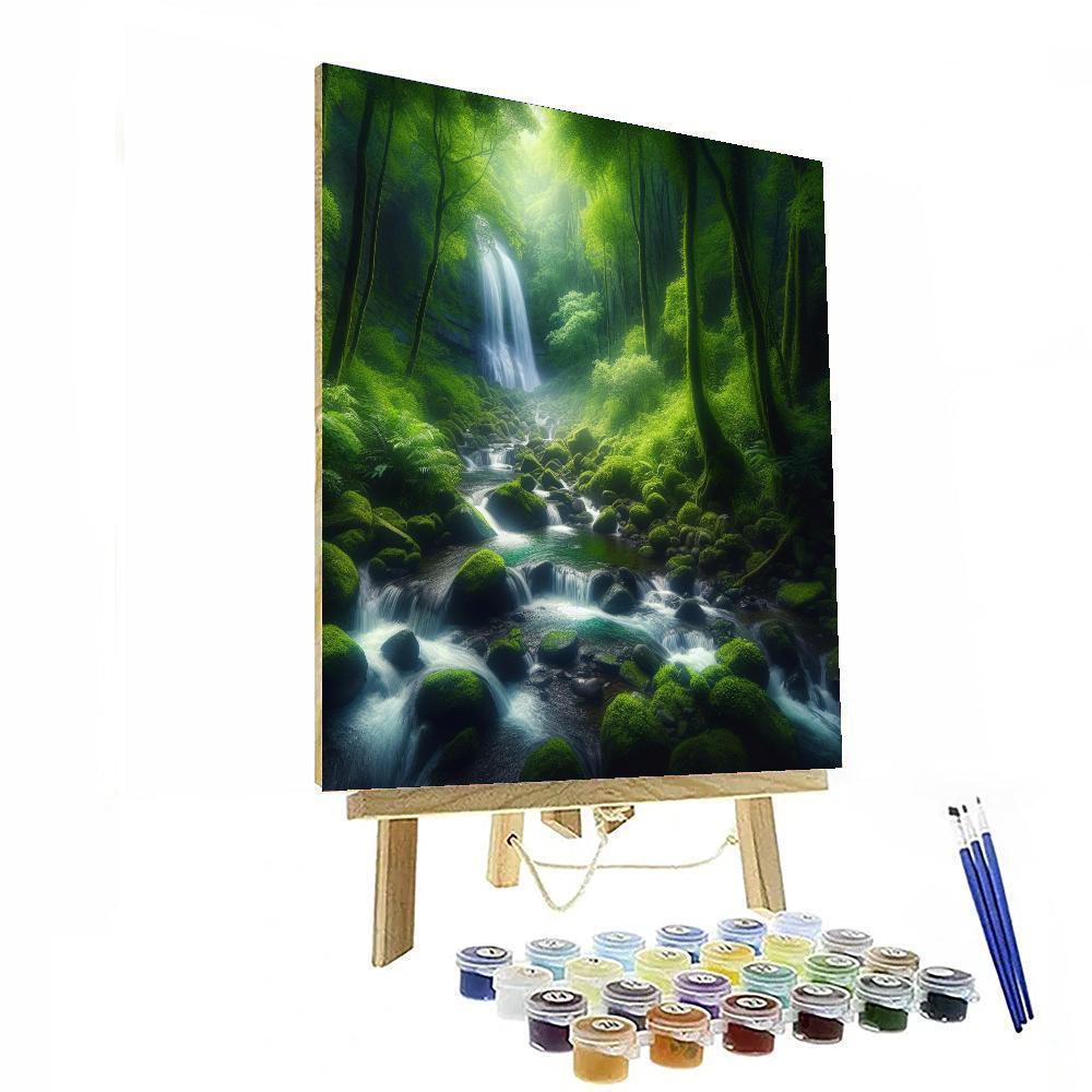 Forest Waterfall Enchantment Paint By Color