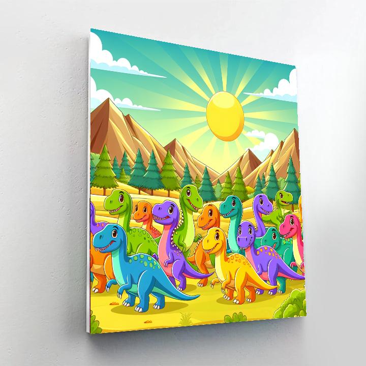 Sunny Day In Dino Valley Paint By Numbers Kits