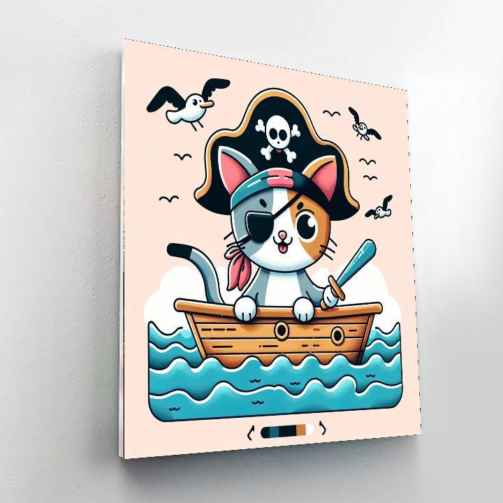 Daring Pirate Cat Adventure Painting Number Kit