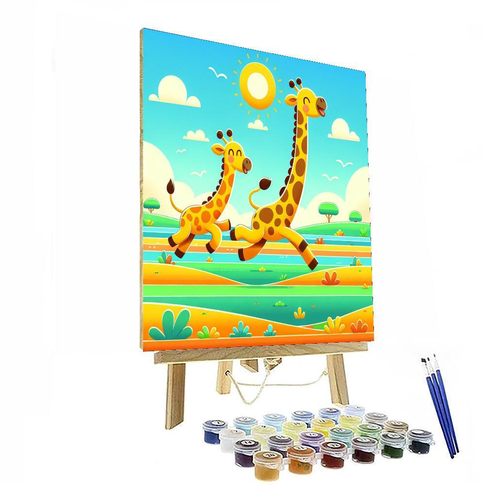 Galloping Giraffes Painting By Numbers Kit