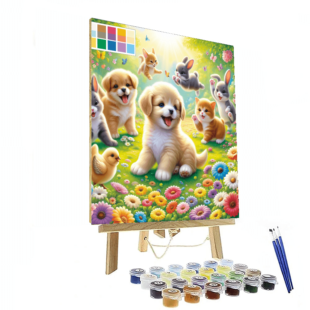 Sweet Baby Animals At Play Paint By Number
