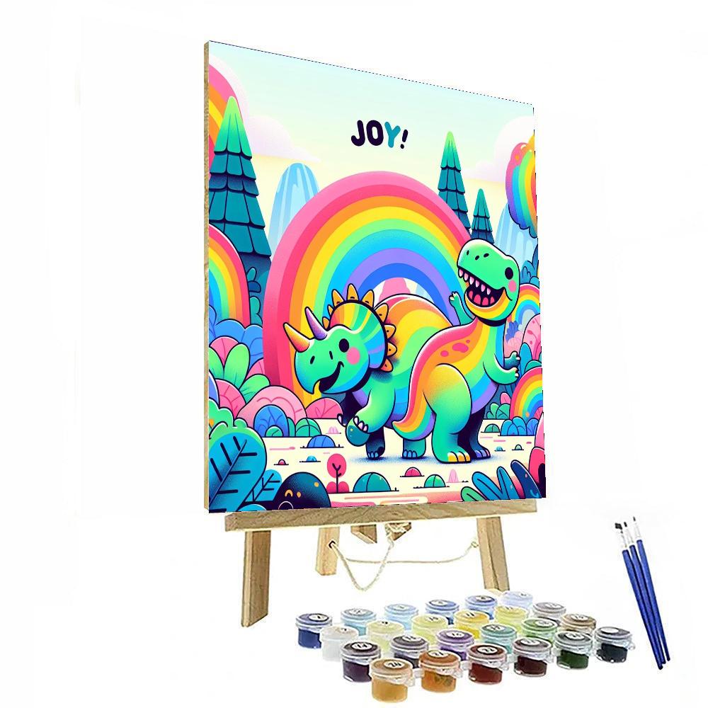 Cheerful Dinosaur Friends Paint By Numbers Art