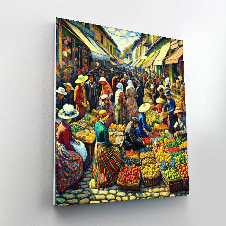 Colorful Village Market Paint By Numbers