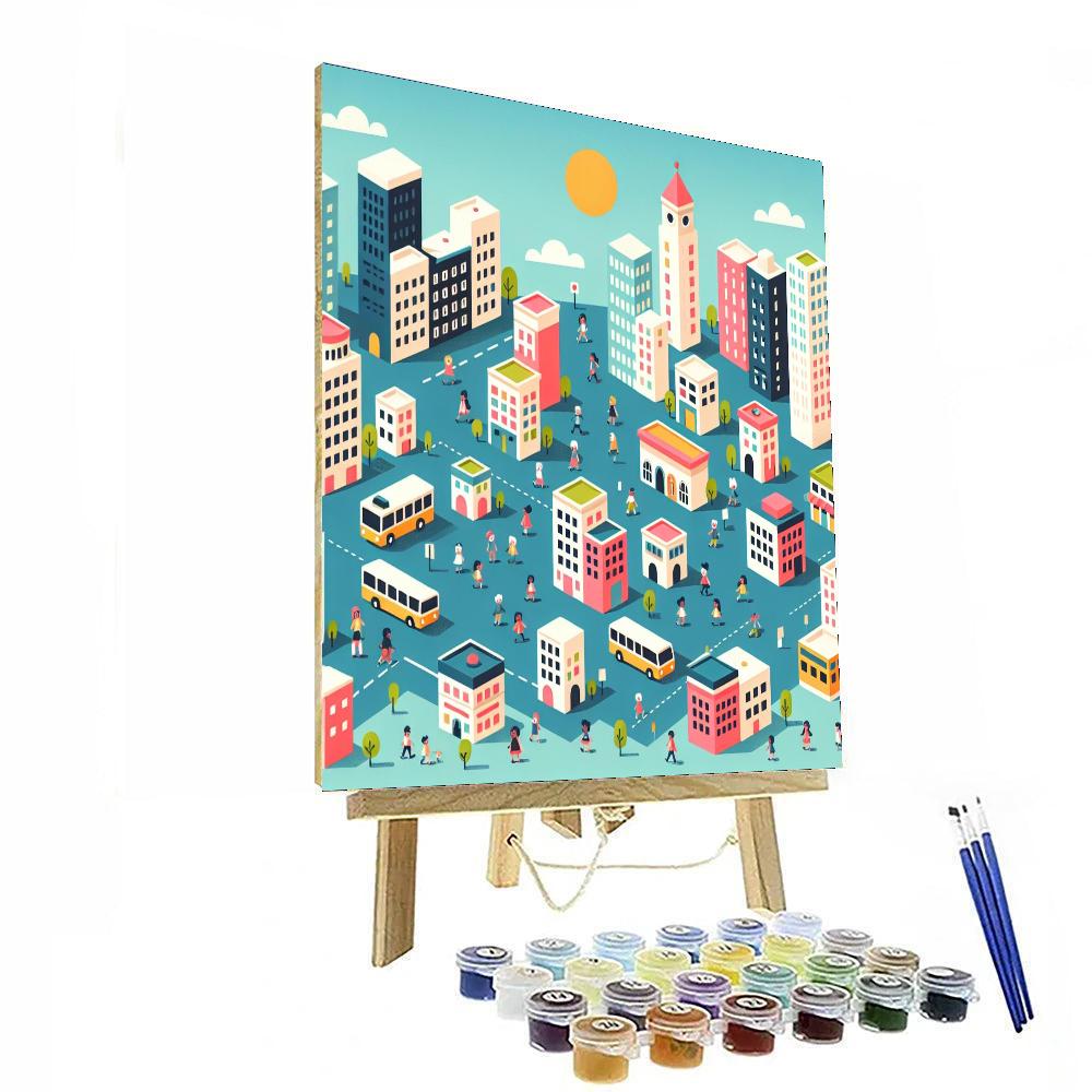 Colorful Cityscape Creation Painting Number Kit