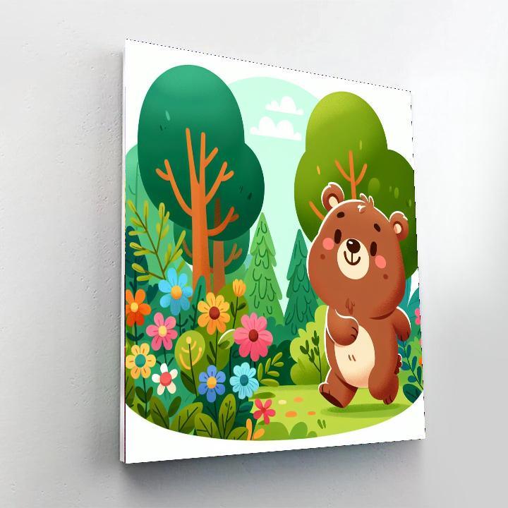 Cuddly Bear In The Woods Paint By Numbers Art