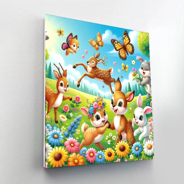 Dancing Animals In The Meadow Painting Number Kit