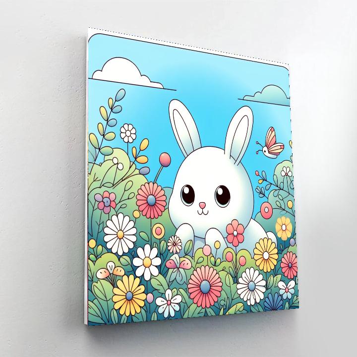 Whimsical White Rabbit Paint By Numbers Art
