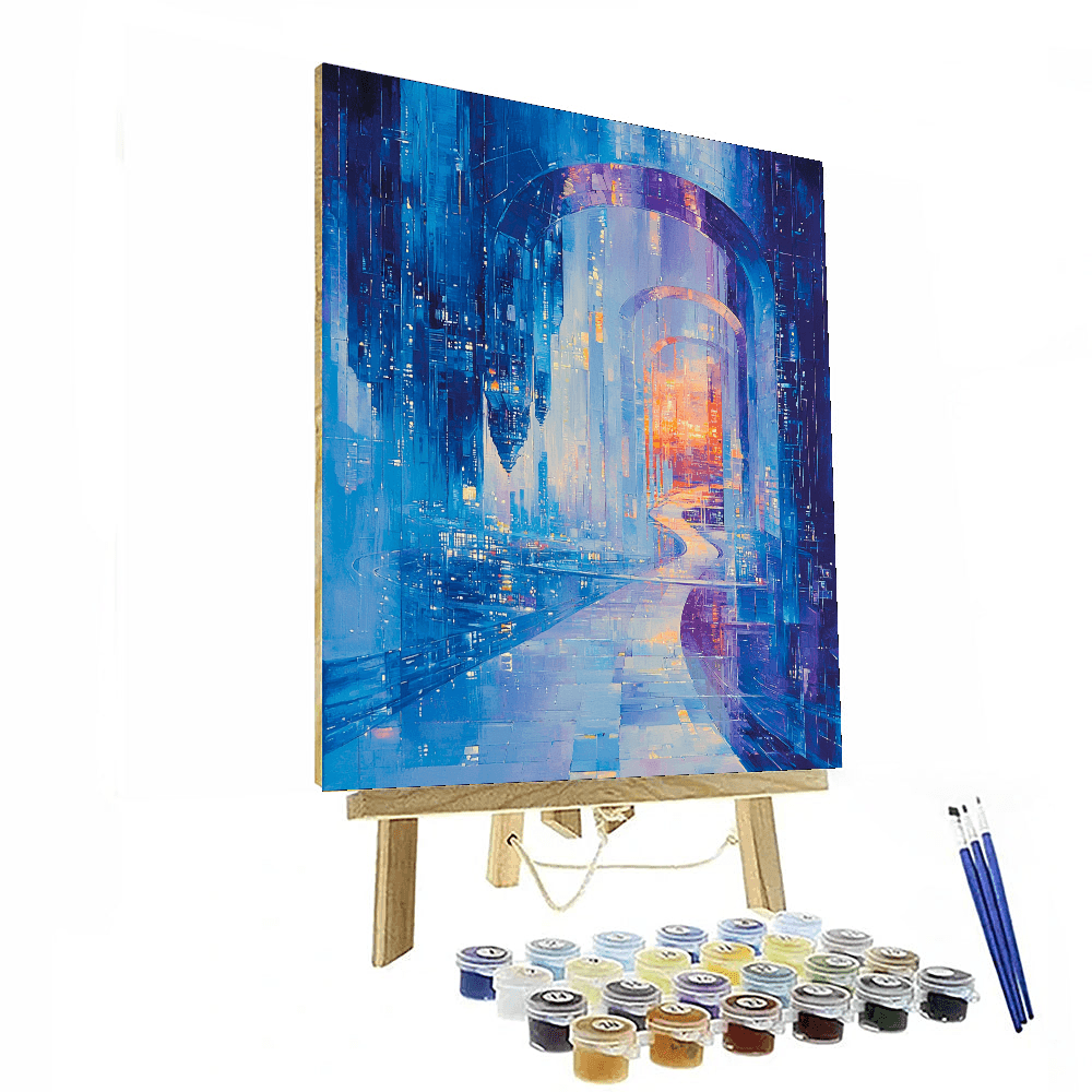 Futurism Inspired Futuristic Urban Dreamscape - DIY Painting By Numbers Kit