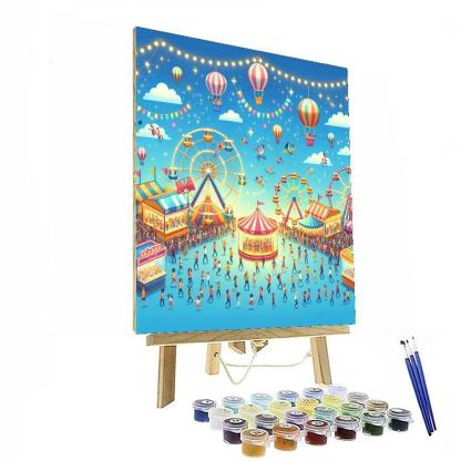 Playful Carnival Scene Paint By Numbers Art