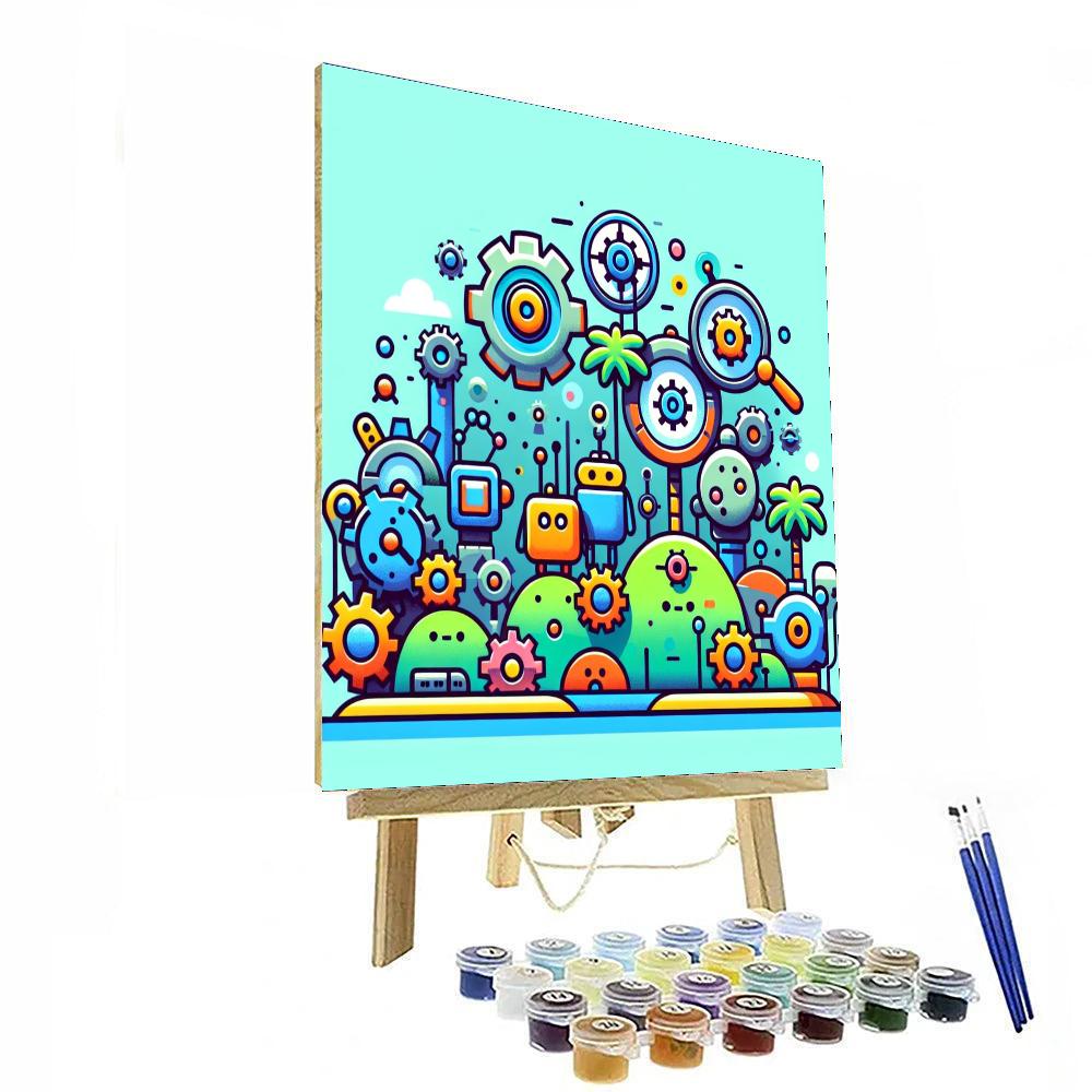Robot Island Paint By Numbers Art