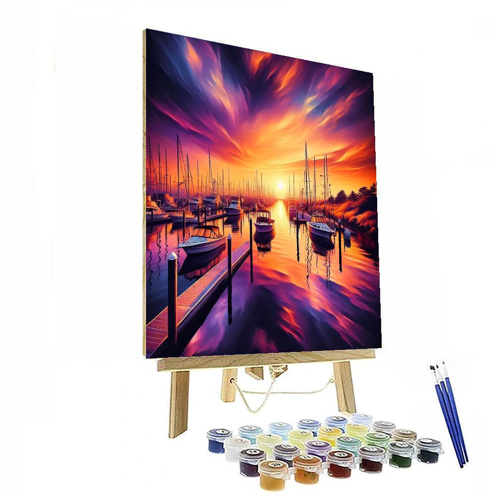 Sunset At The Marina Numbered Painting Kits